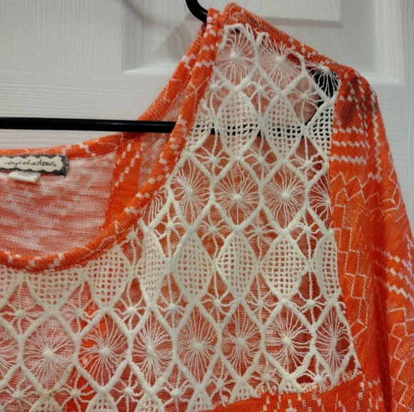 Tangerine lace top knit shirt size 3X - Picture 3 of 5